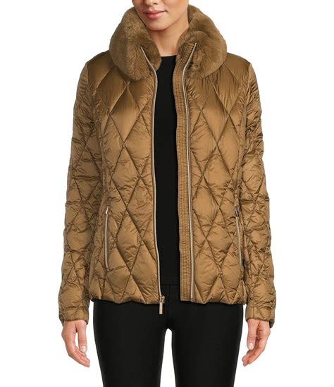 michael michael kors quilted down and faux fur parka|Quilted Faux Fur Coat .